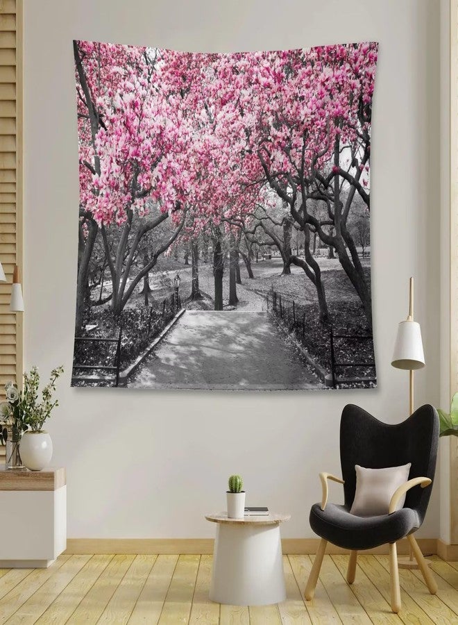 AAVEUP Cherry Blossom Forest Tapestry Pink Beautiful Japanese Nature Cherry Blossom Tree Forest Tapestries for Bedroom Dorm Living Room Decor 30x30in - Image 3